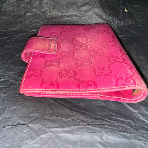 GUCCI Vintage Pink GG Logo Agenda Day Planner Binder Cover Leather AUTHENTIC - Picture 4 of 6